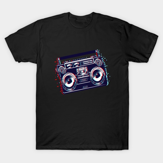 Music Tape Glitch T-Shirt by JeffDesign